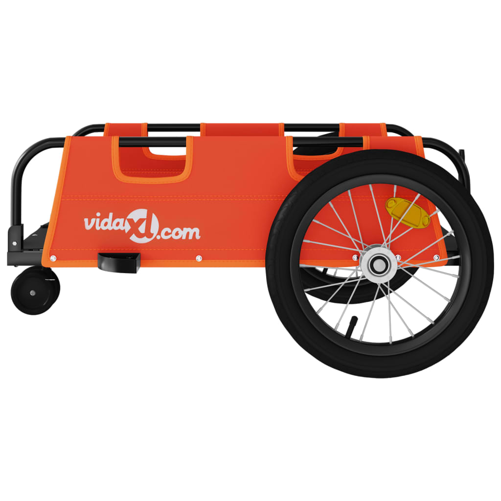 vidaXL Remorque de vélo orange tissu oxford et fer