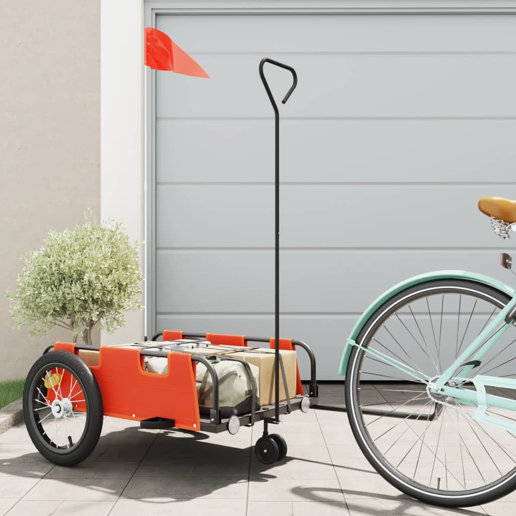 vidaXL Remorque de vélo orange tissu oxford et fer