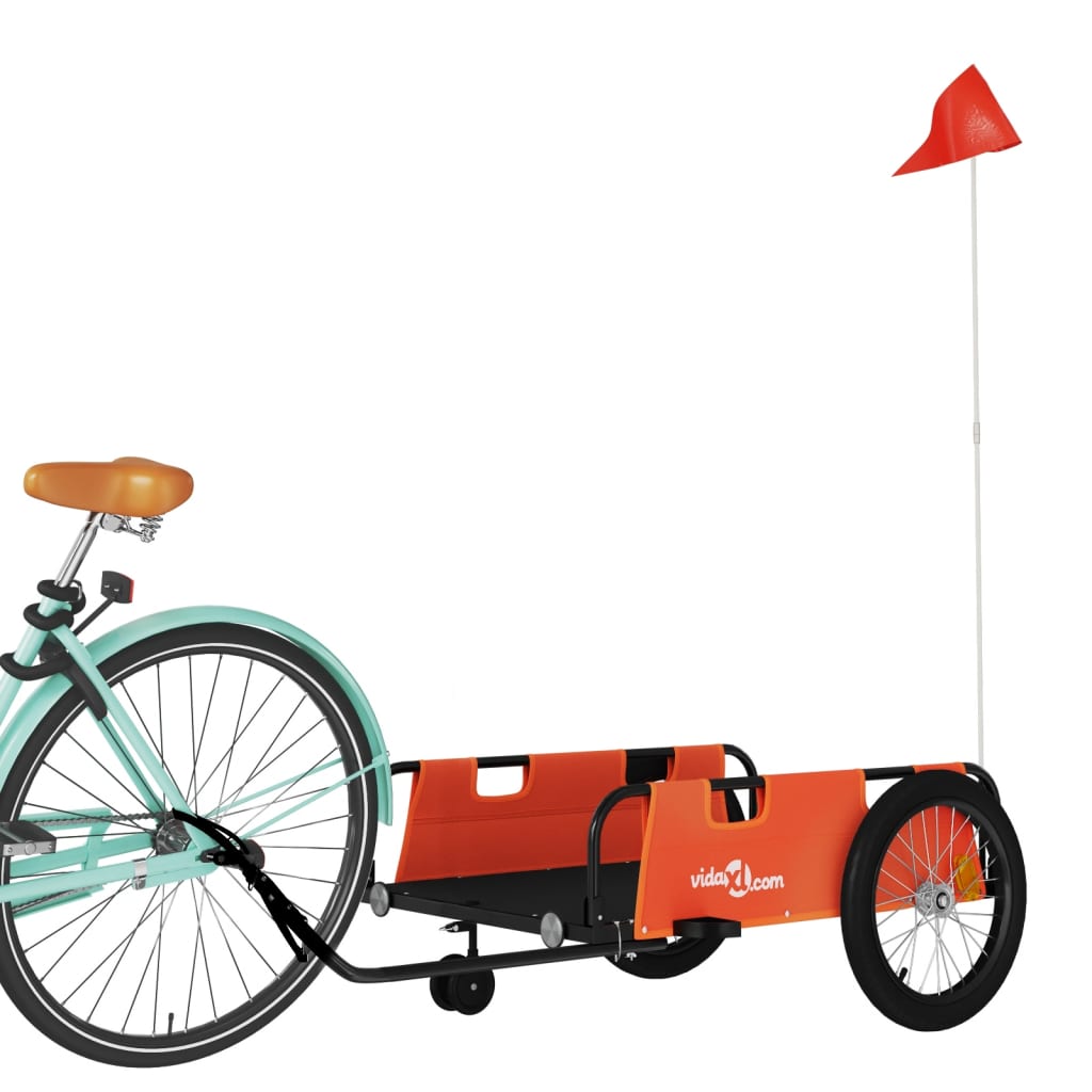 vidaXL Remorque de vélo orange et noir tissu oxford et fer