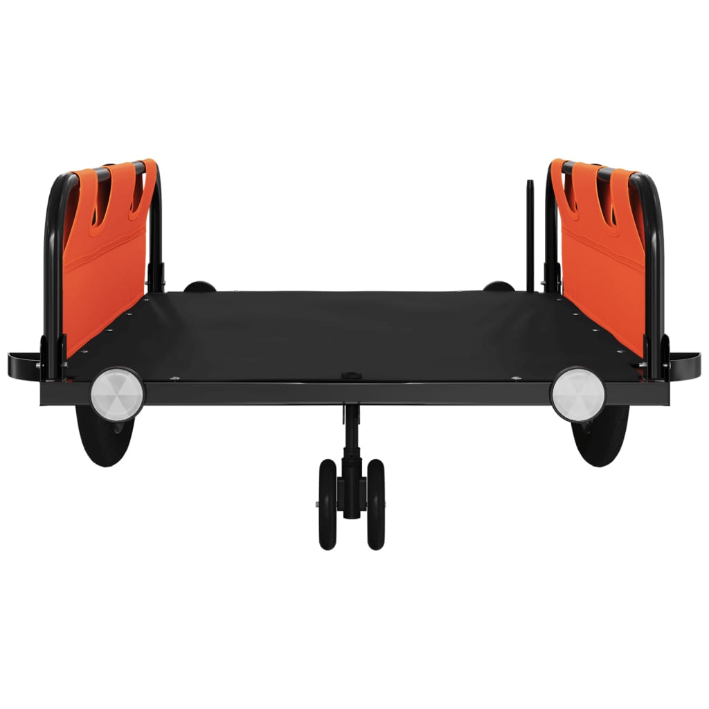 vidaXL Remorque de vélo orange et noir tissu oxford et fer
