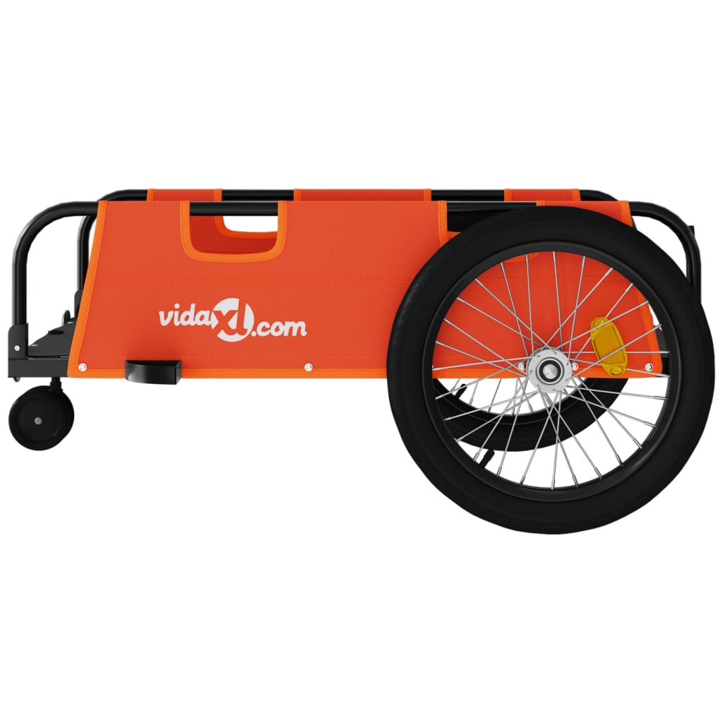 vidaXL Remorque de vélo orange et noir tissu oxford et fer