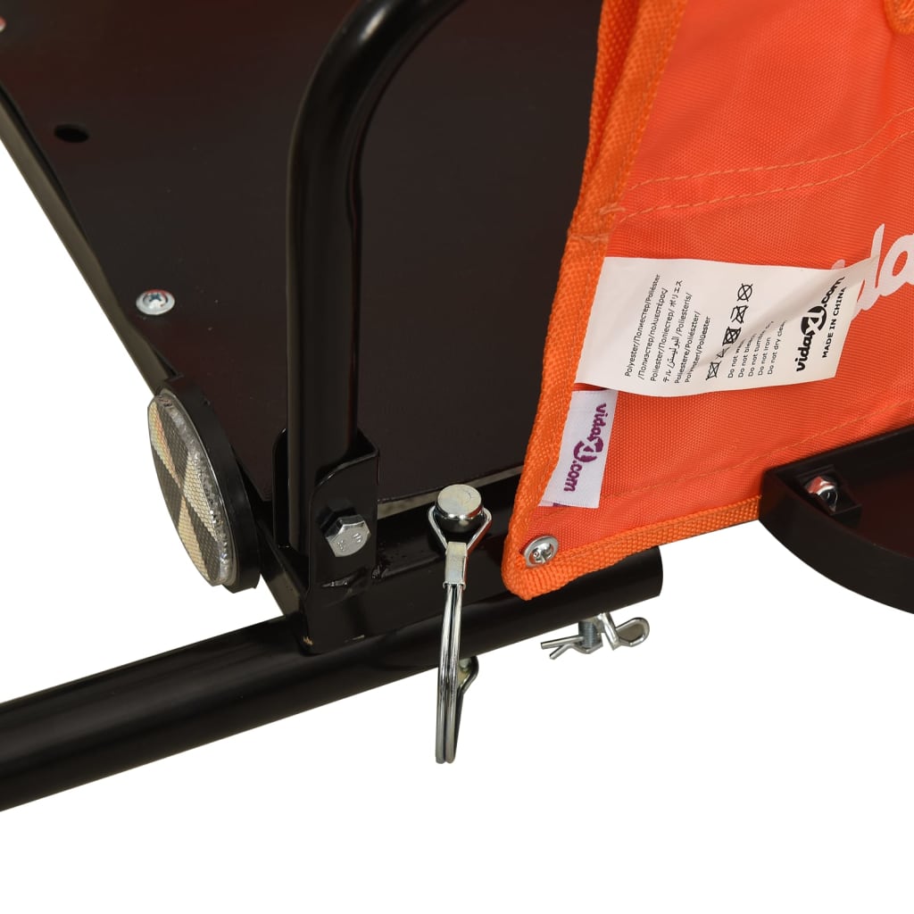 vidaXL Remorque de vélo orange et noir tissu oxford et fer