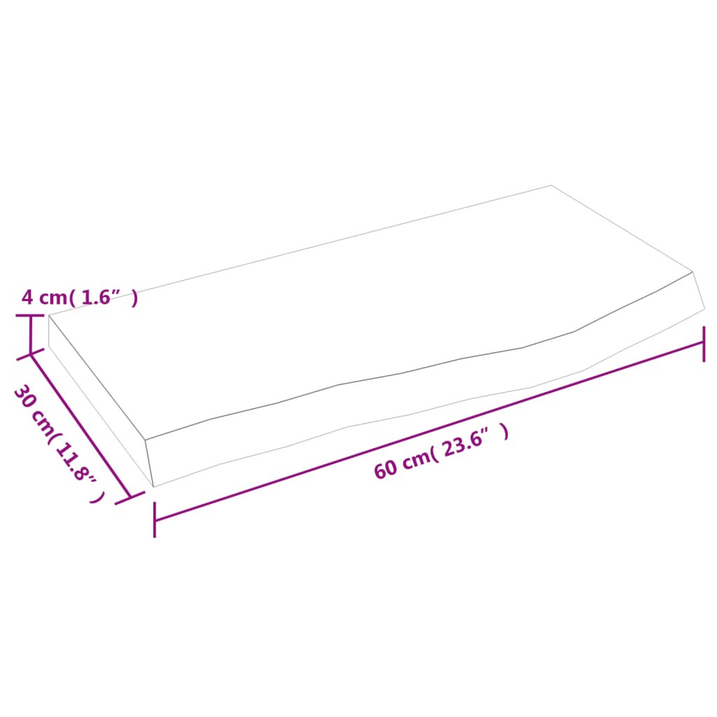 vidaXL Comptoir de salle de bain 60x30x(2-4) cm bois massif non traité