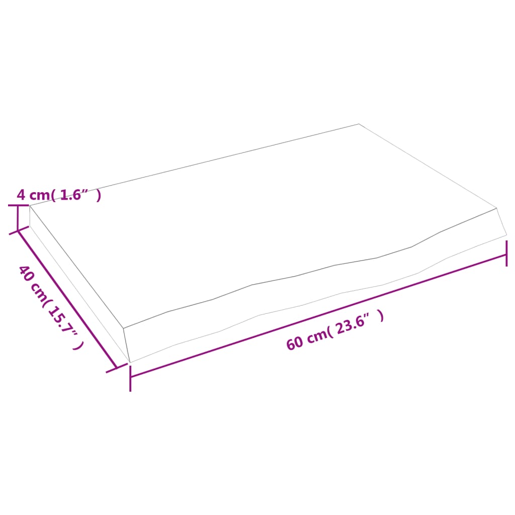 vidaXL Comptoir de salle de bain 60x40x(2-4) cm bois massif non traité