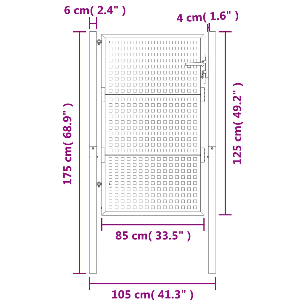 vidaXL Portail de jardin anthracite 105x175 cm acier