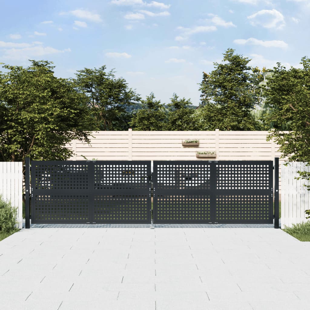 vidaXL Portail de jardin anthracite 400x125 cm acier