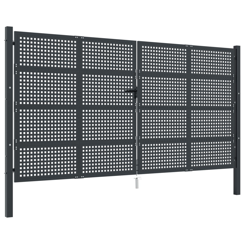 vidaXL Portail de jardin anthracite 400x175 cm acier