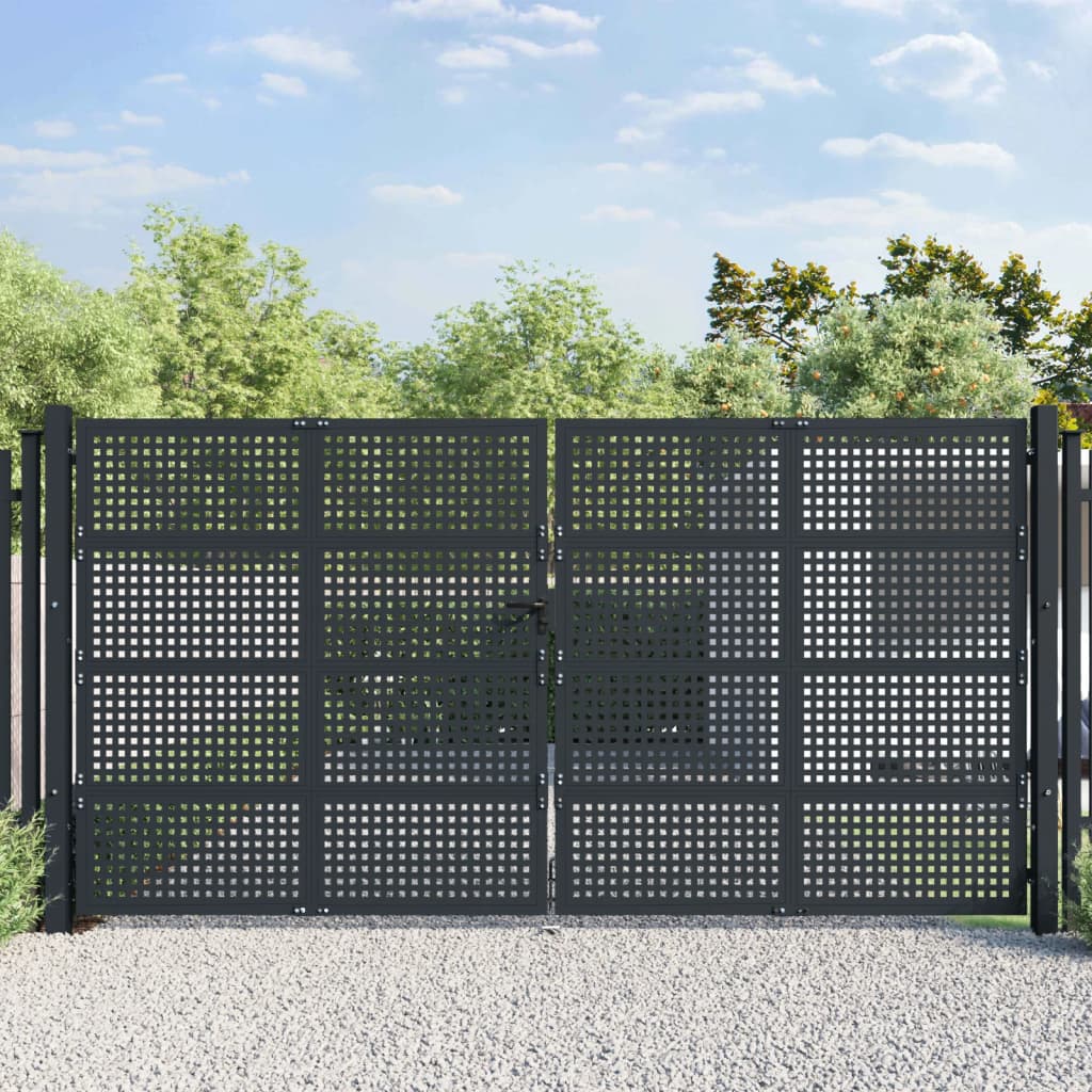 vidaXL Portail de jardin anthracite 400x175 cm acier
