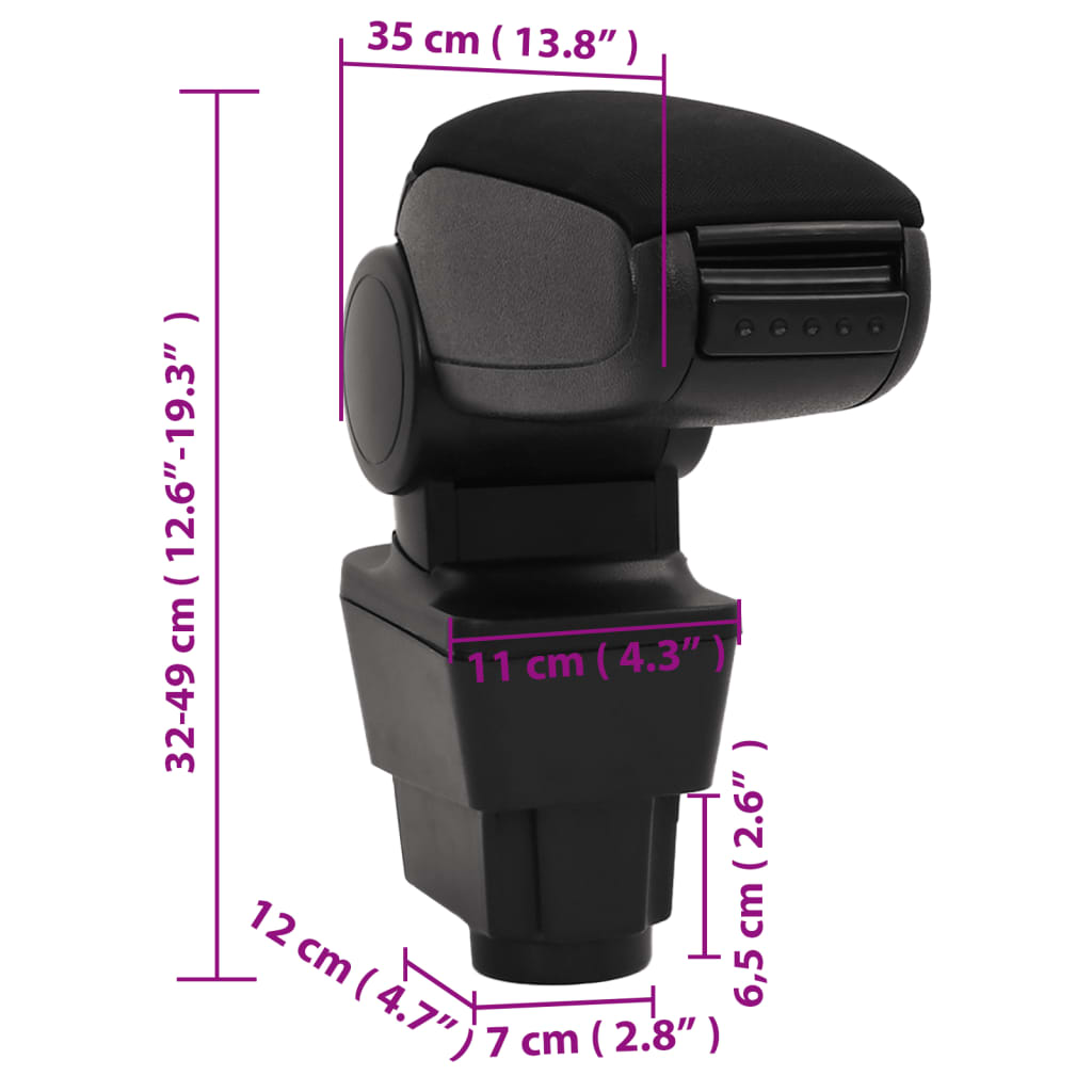 vidaXL Accoudoir de voiture noir 11x35x(32-49) cm ABS