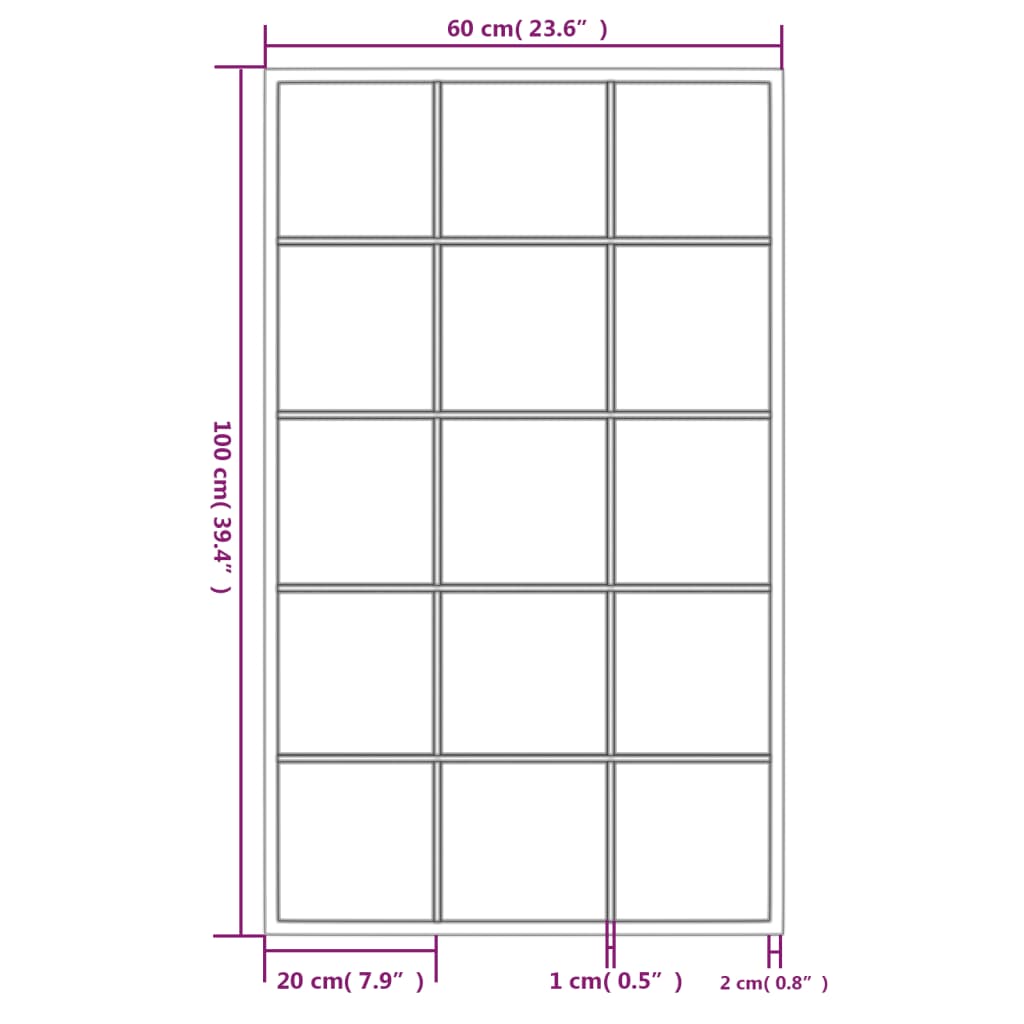 vidaXL Miroirs muraux 6 pcs noir 100x60 cm métal