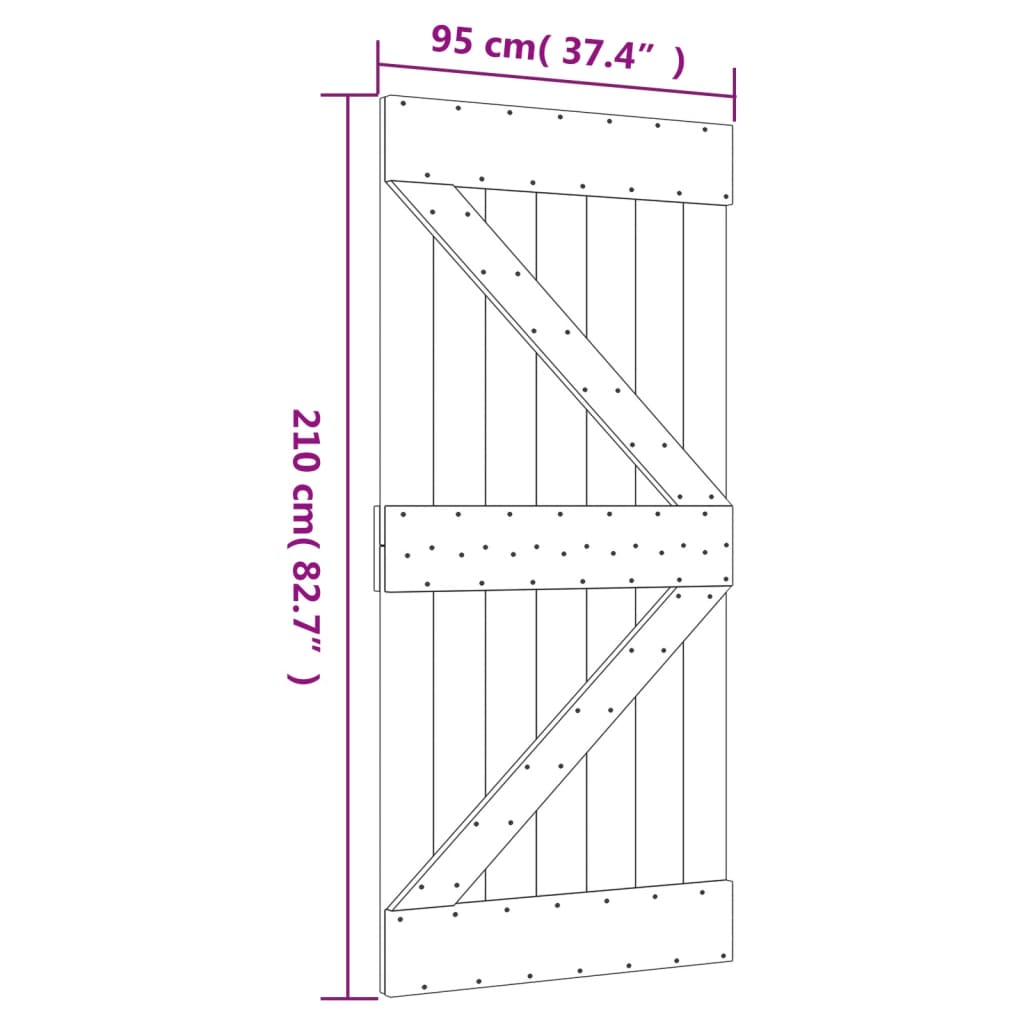vidaXL Porte coulissante et kit de quincaillerie 95x210 cm pin massif