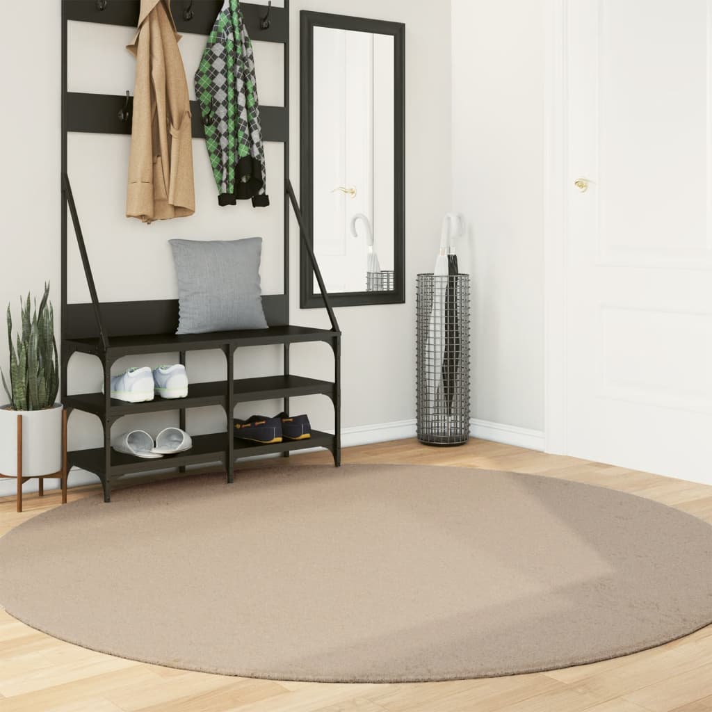 vidaXL Tapis HUARTE à poils courts doux et lavable sable Ø 200 cm