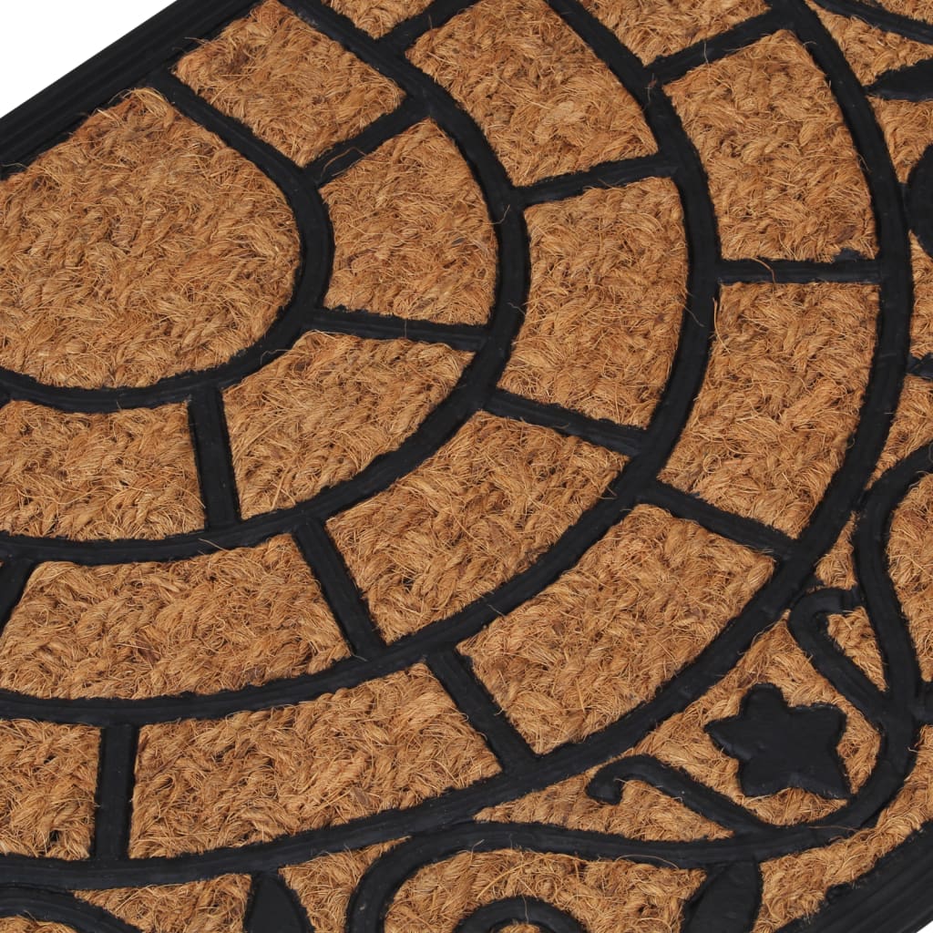 vidaXL Tapis de porte demi-rond 45x75 cm caoutchouc et fibre de coco