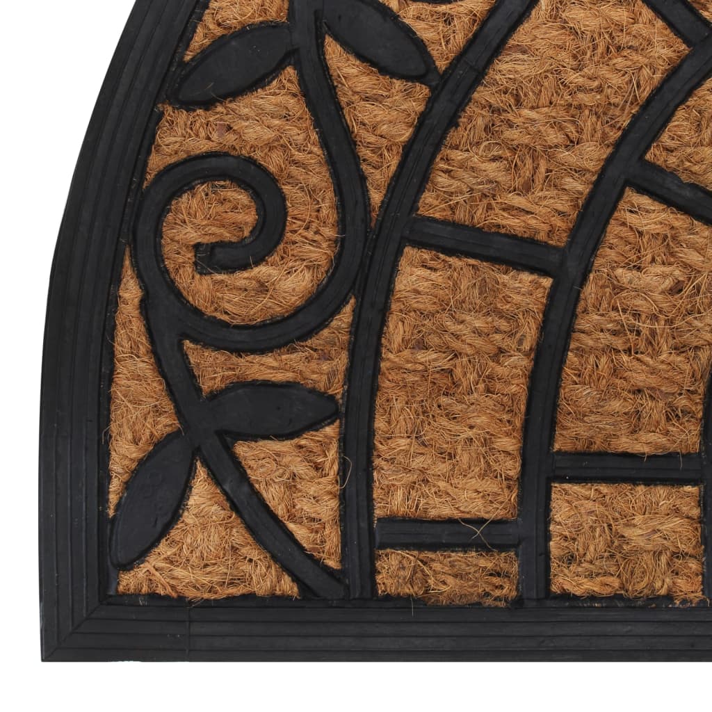 vidaXL Tapis de porte demi-rond 45x75 cm caoutchouc et fibre de coco