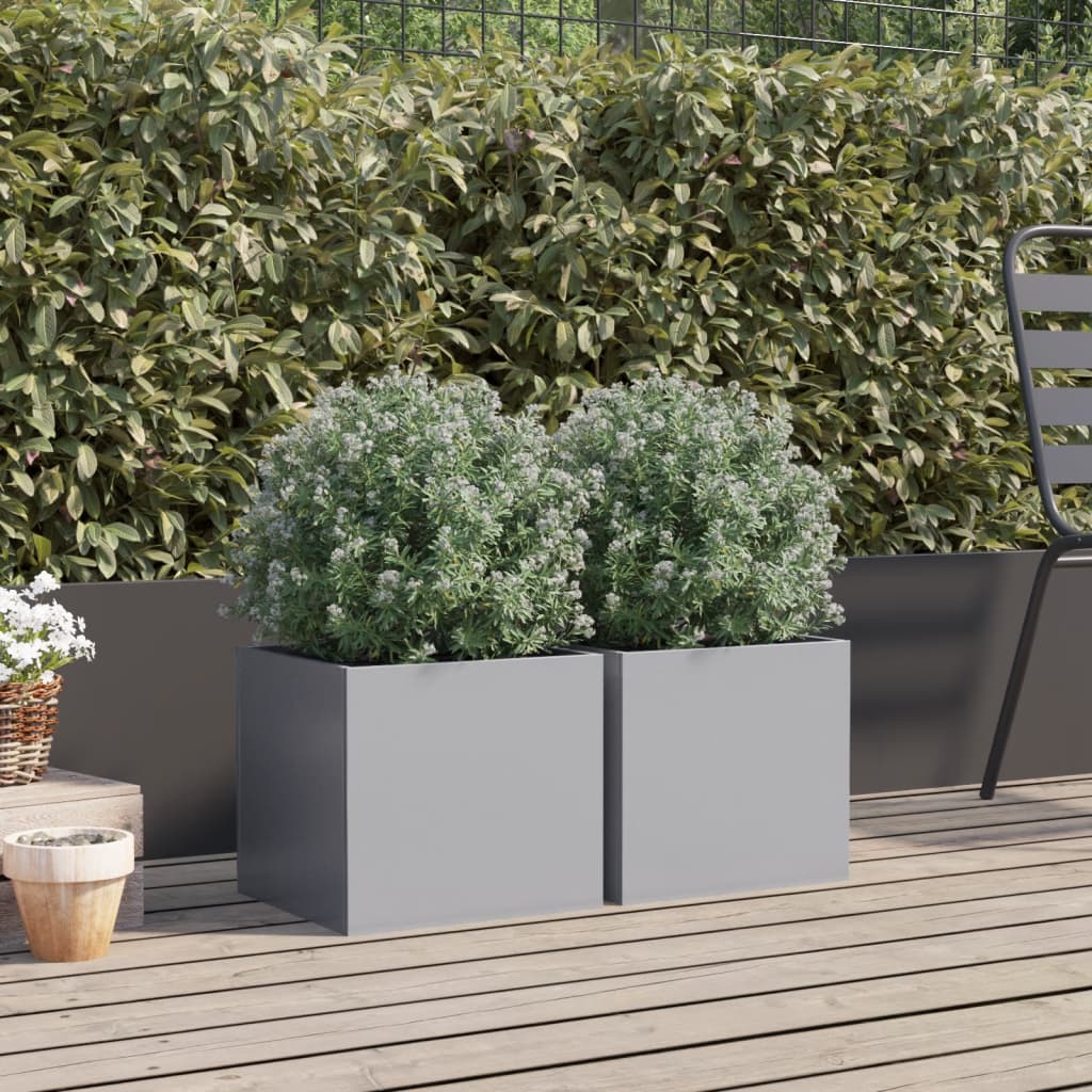vidaXL Jardinières 2 pcs argenté 32x30x29 cm acier galvanisé
