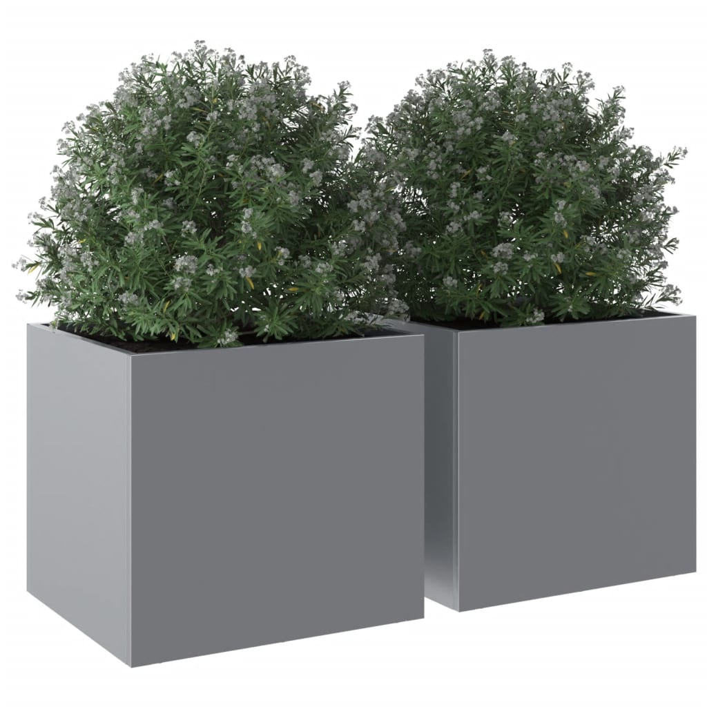 vidaXL Jardinières 2 pcs argenté 32x30x29 cm acier galvanisé