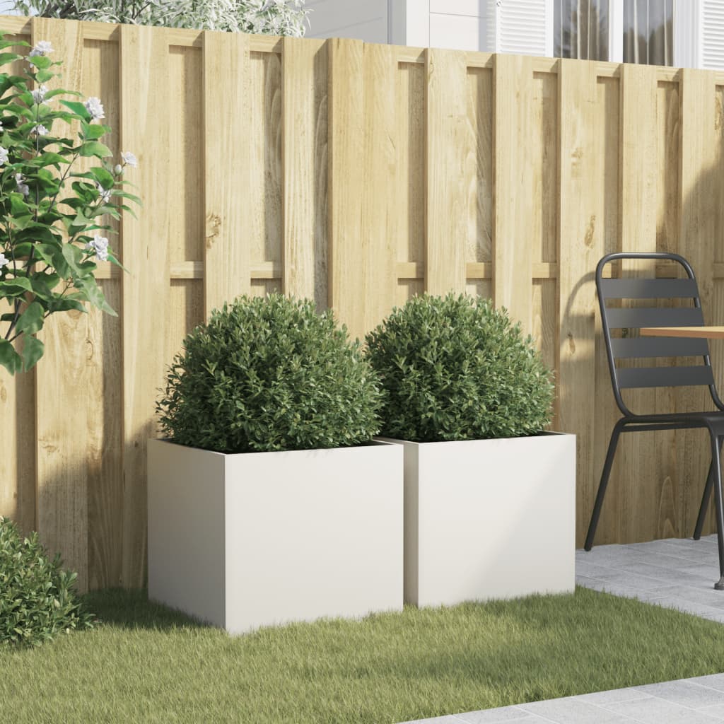 vidaXL Jardinières 2 pcs blanc 42x40x39 cm acier
