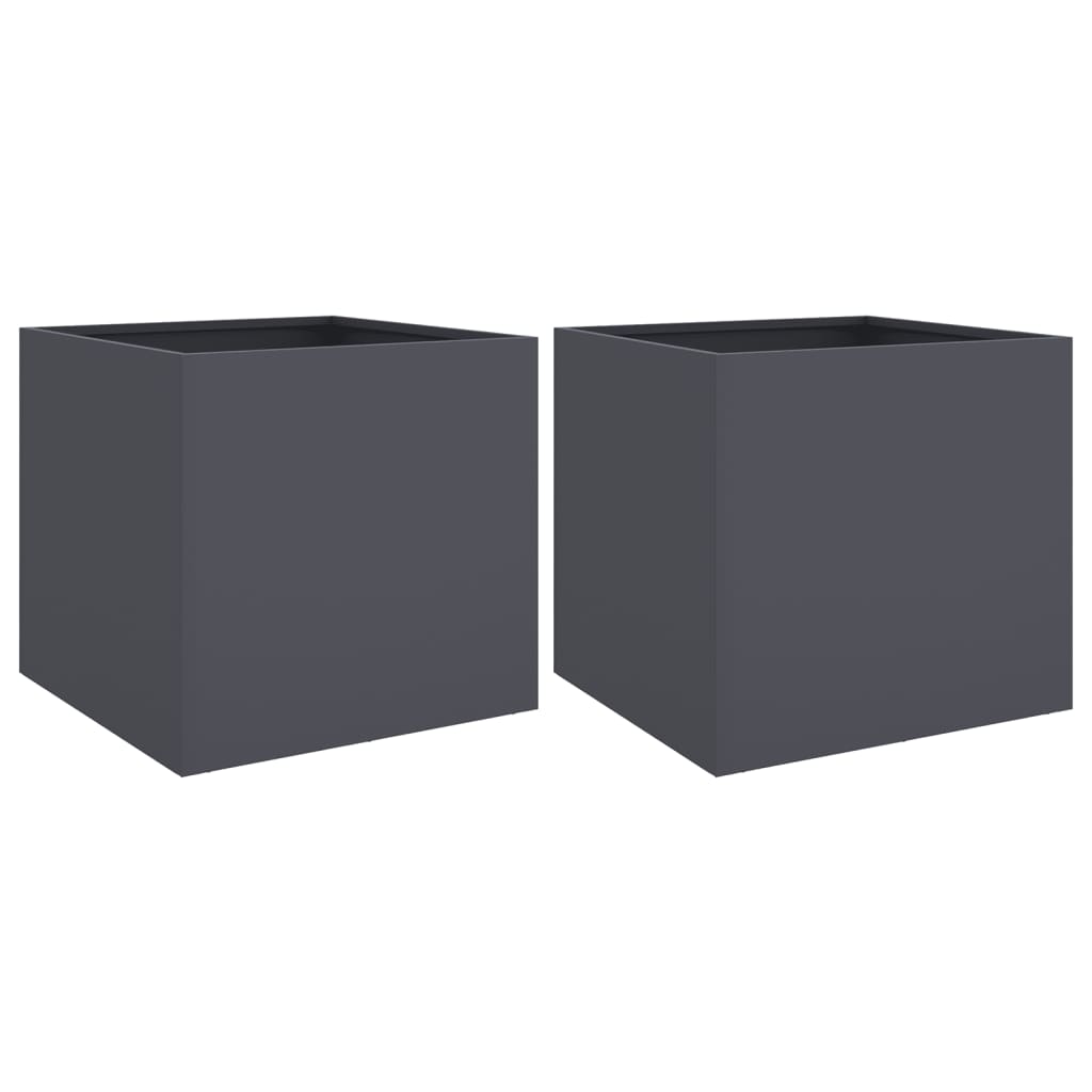 vidaXL Jardinières 2 pcs anthracite 42x40x39 cm acier
