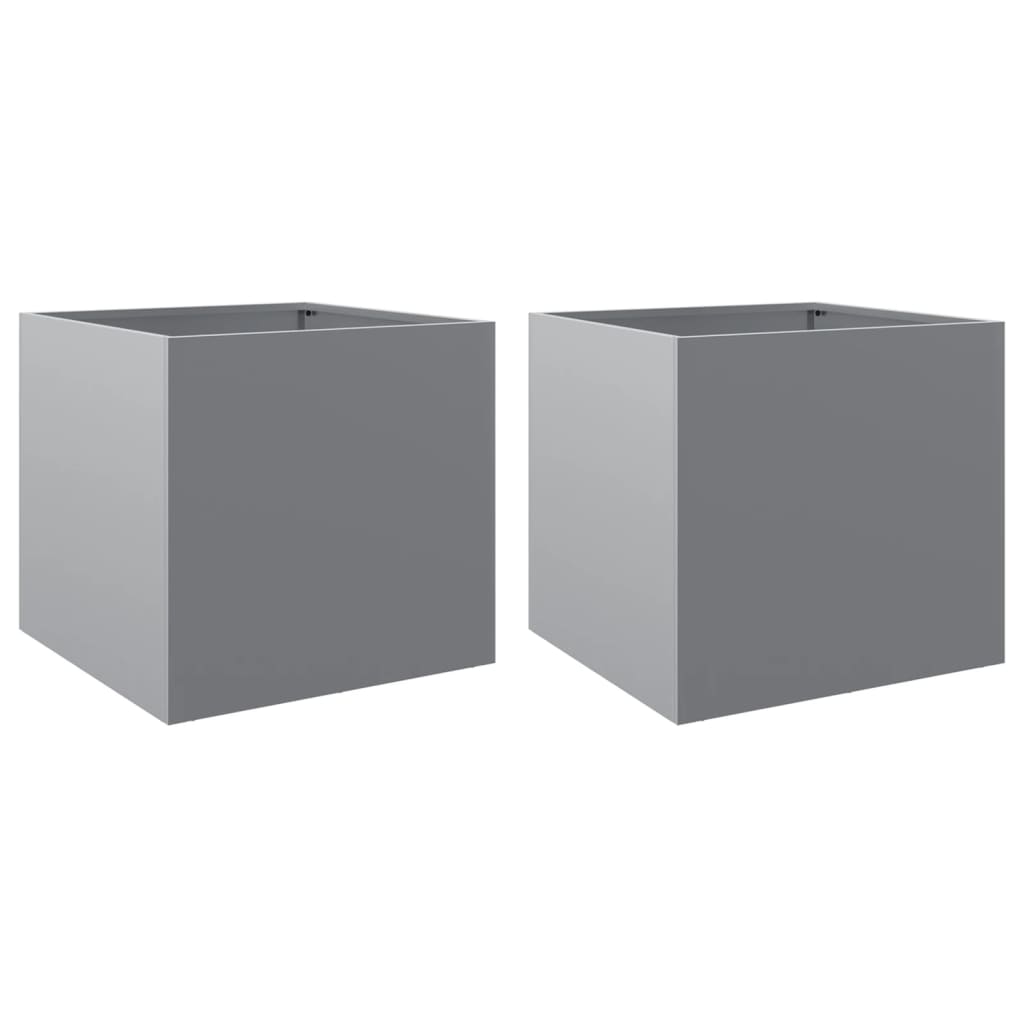 vidaXL Jardinières 2 pcs argenté 42x40x39 cm acier galvanisé