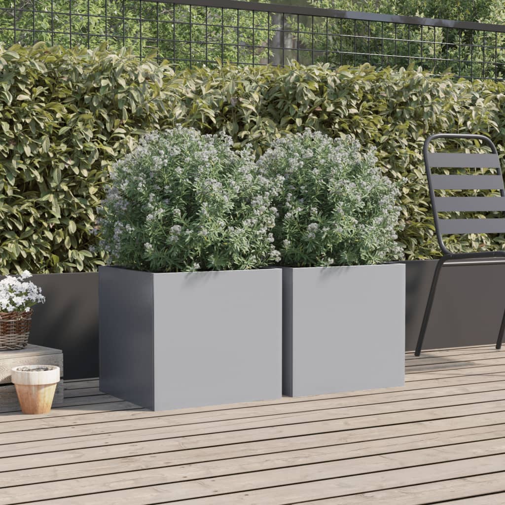 vidaXL Jardinières 2 pcs argenté 42x40x39 cm acier galvanisé