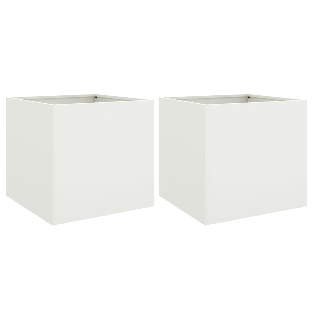 vidaXL Jardinières 2 pcs blanc 49x47x46 cm acier