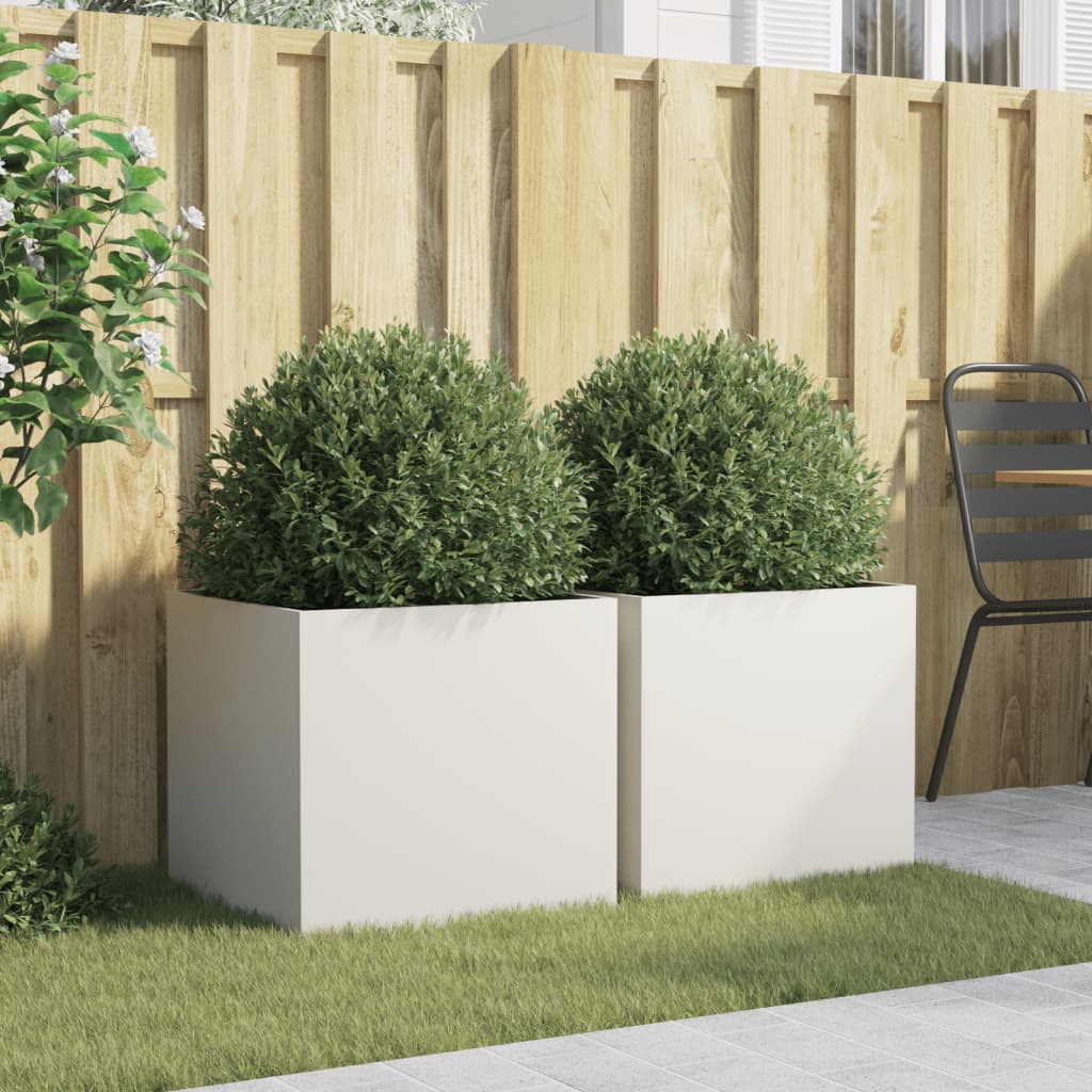 vidaXL Jardinières 2 pcs blanc 49x47x46 cm acier