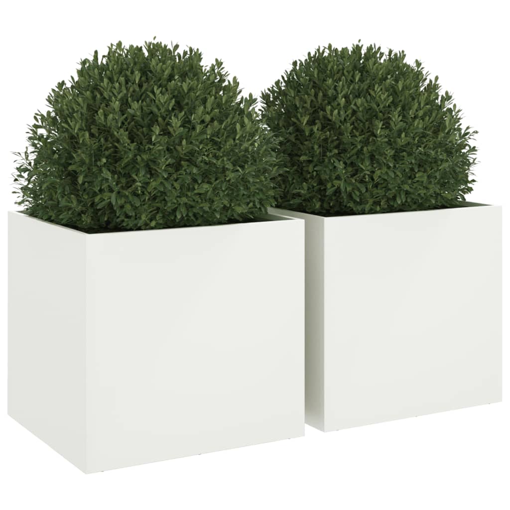 vidaXL Jardinières 2 pcs blanc 49x47x46 cm acier