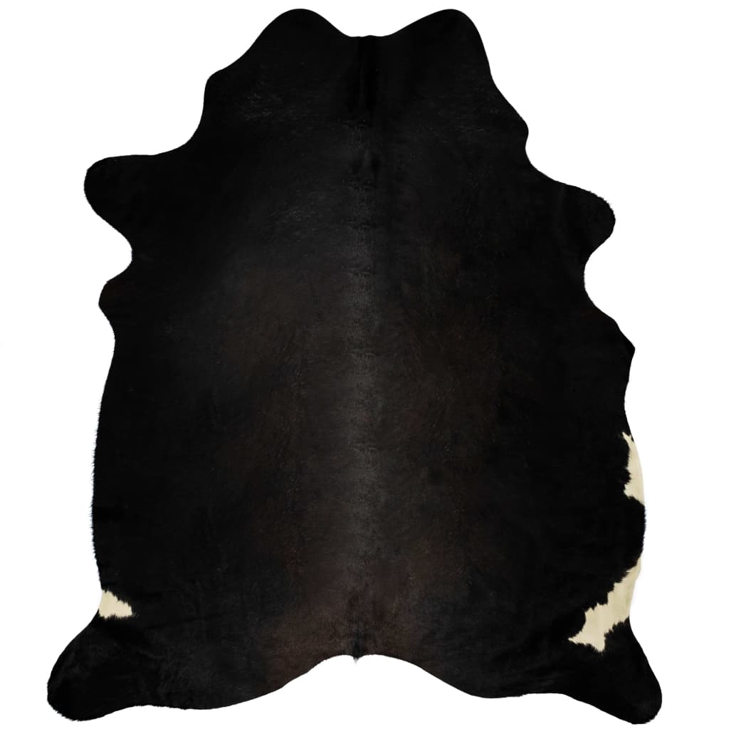 vidaXL Tapis en peau de vache véritable noir 180x220 cm