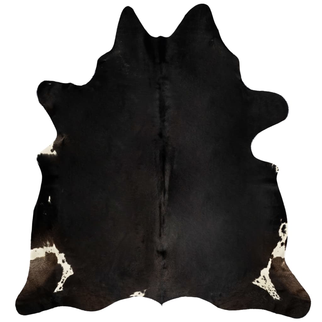 vidaXL Tapis en peau de vache véritable noir 180x220 cm