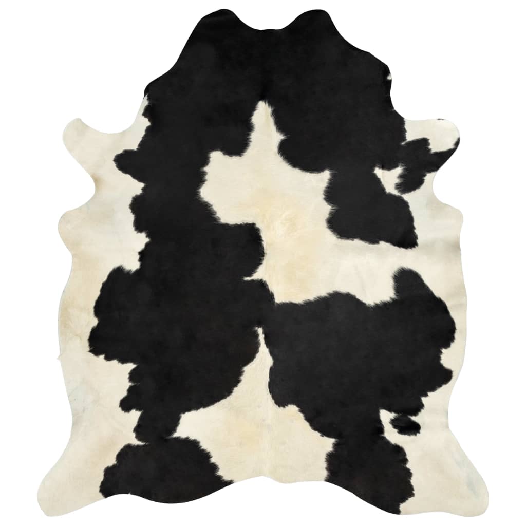 vidaXL Tapis en peau de vache véritable noir et blanc 180x220 cm