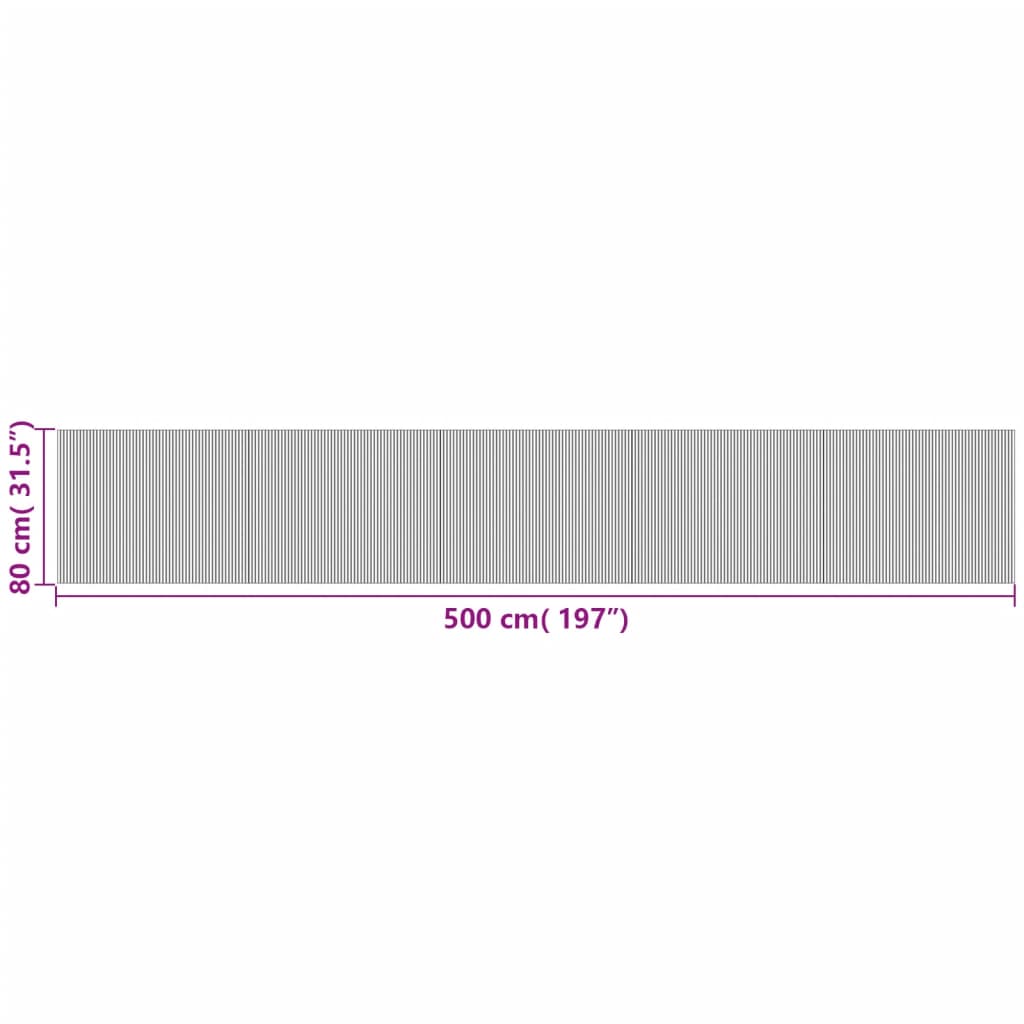 vidaXL Tapis rectangulaire noir 80x500 cm bambou
