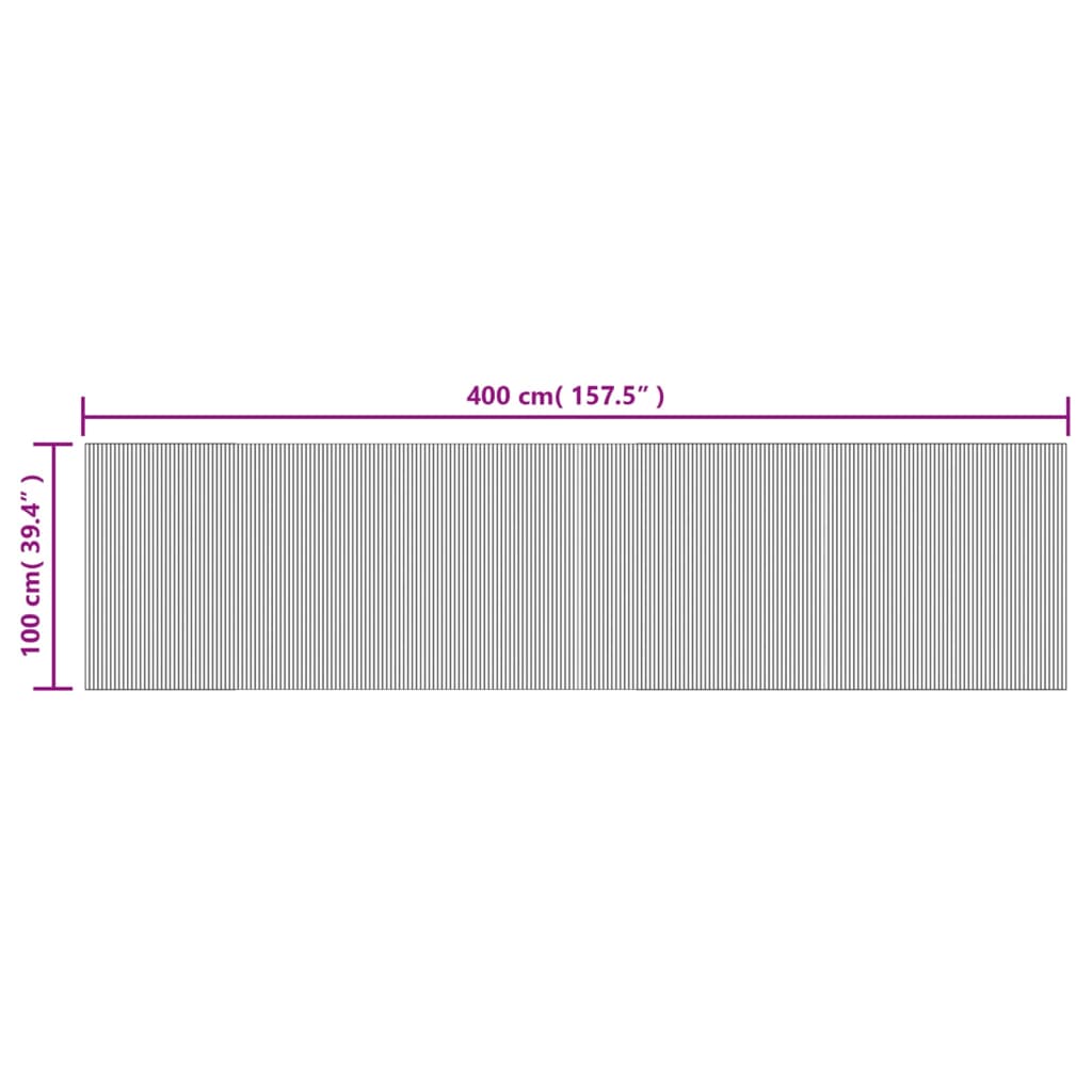 vidaXL Tapis rectangulaire noir 100x400 cm bambou