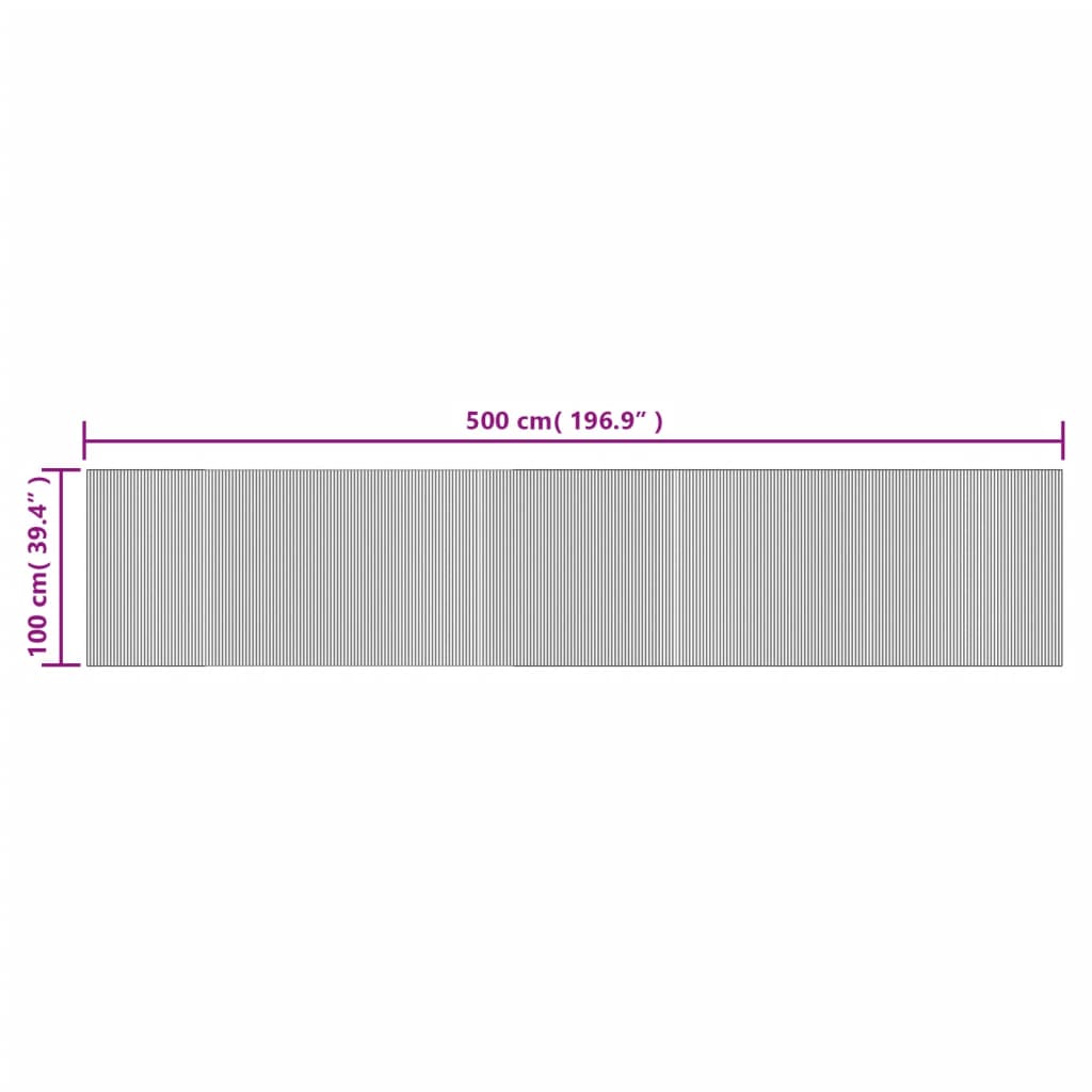 vidaXL Tapis rectangulaire noir 100x500 cm bambou