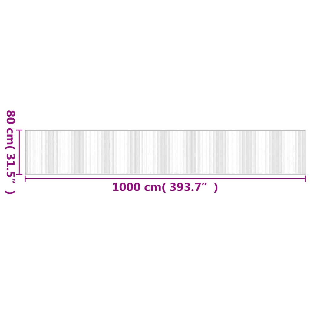 vidaXL Tapis rectangulaire naturel clair 80x1000 cm bambou