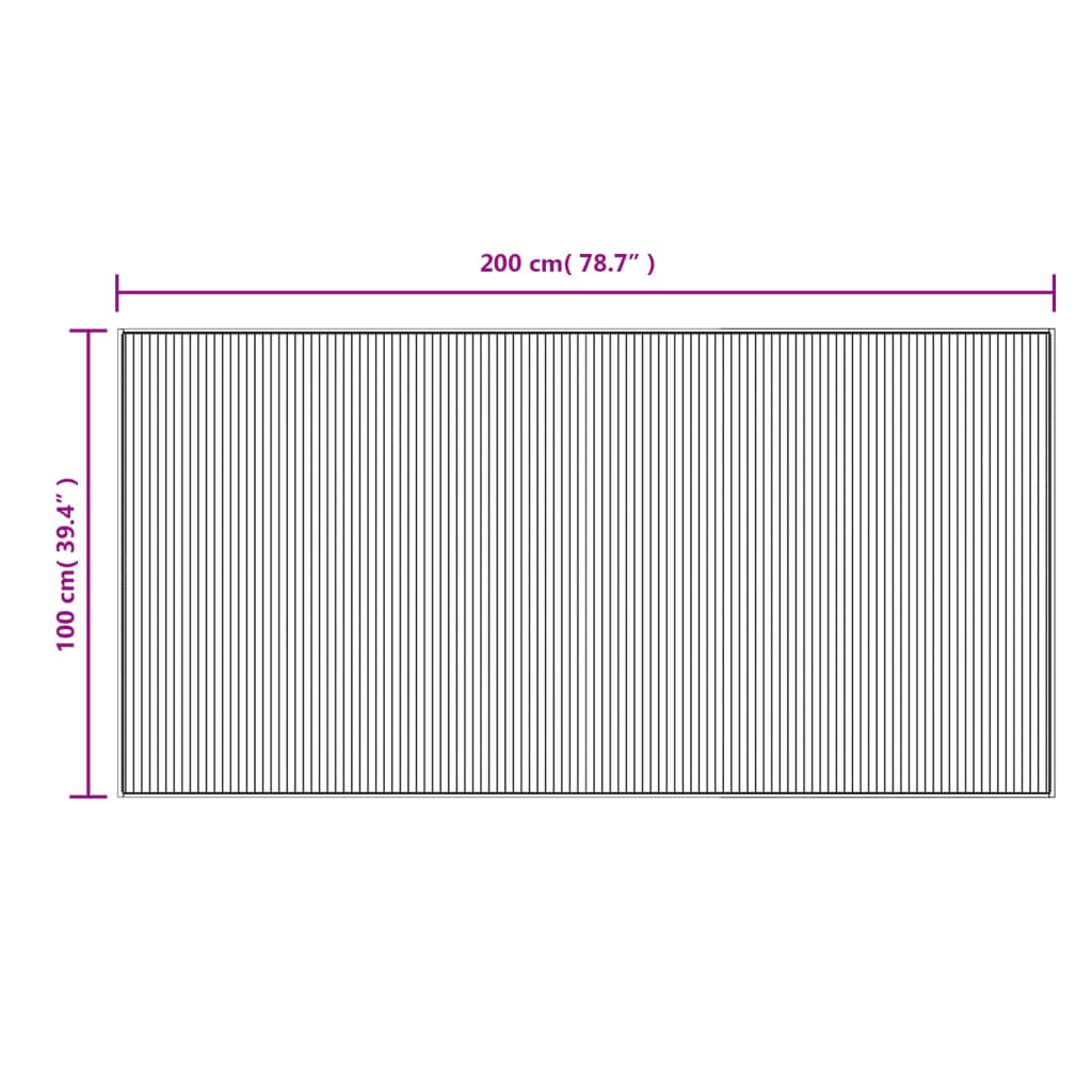 vidaXL Tapis rectangulaire gris 100x200 cm bambou