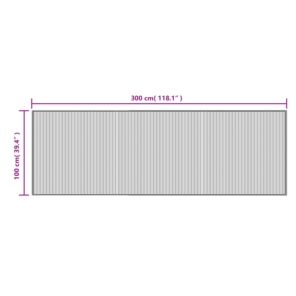 vidaXL Tapis rectangulaire marron foncé 100x300 cm bambou
