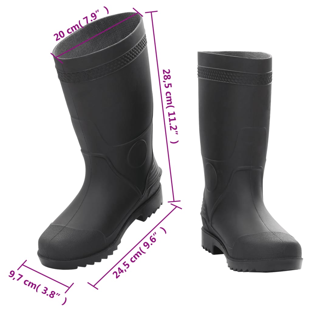 vidaXL Bottes de pluie noir taille 39 PVC