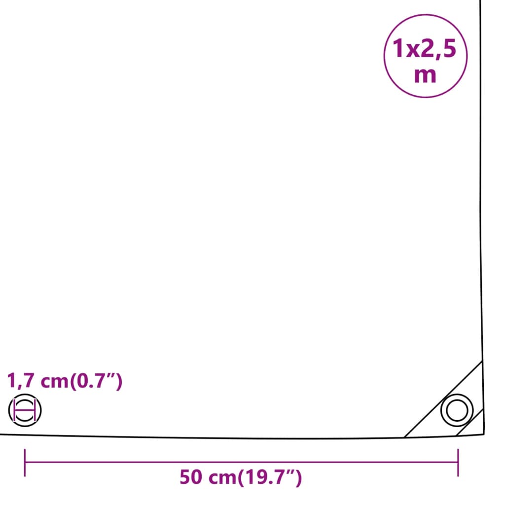 vidaXL Bâche gris 1x2,5 m 650 g/m²