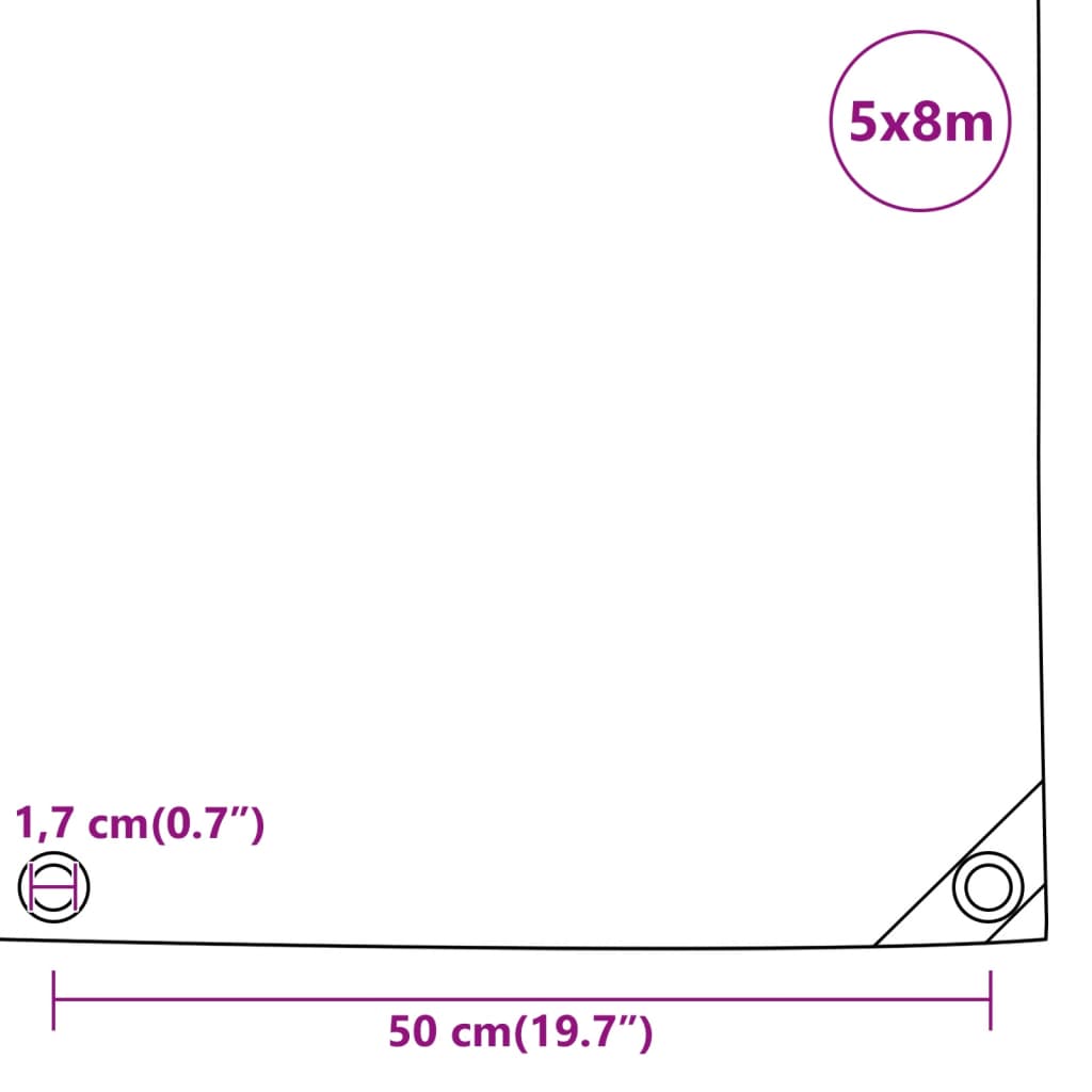 vidaXL Bâche noir 5x8 m 650 g/m²