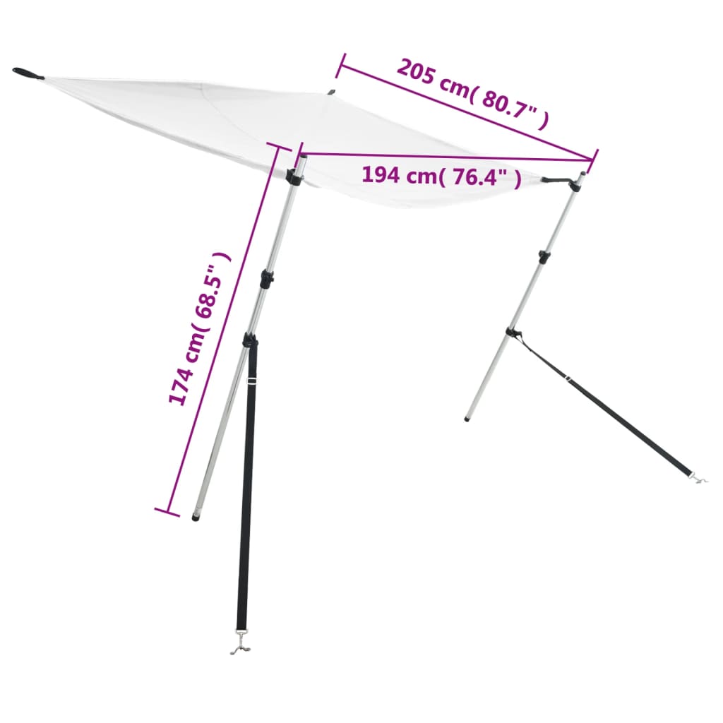 vidaXL Extension d'ombrage T-Top blanc 174x205x(115-194) cm