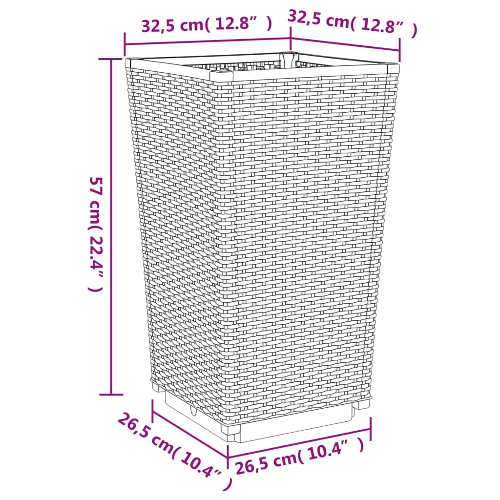 vidaXL Jardinières 2 pcs gris 32,5x32,5x57 cm polypropylène