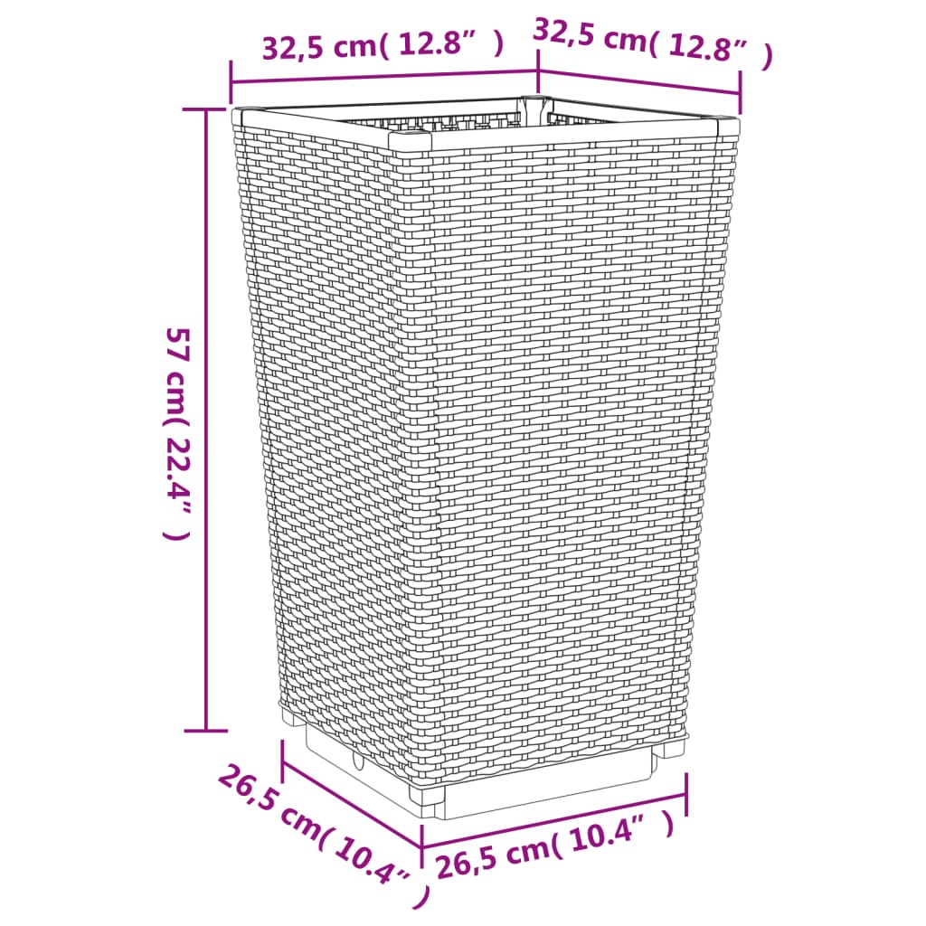 vidaXL Jardinières 2 pcs gris clair 32,5x32,5x57 cm polypropylène