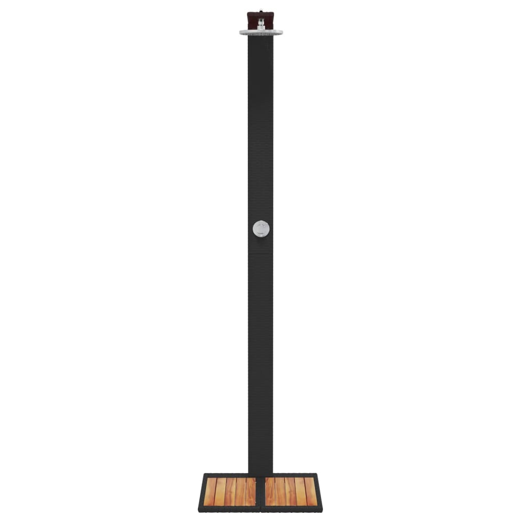 vidaXL Douche d'extérieur noir 50x55x224 cm résine tressée bois acacia