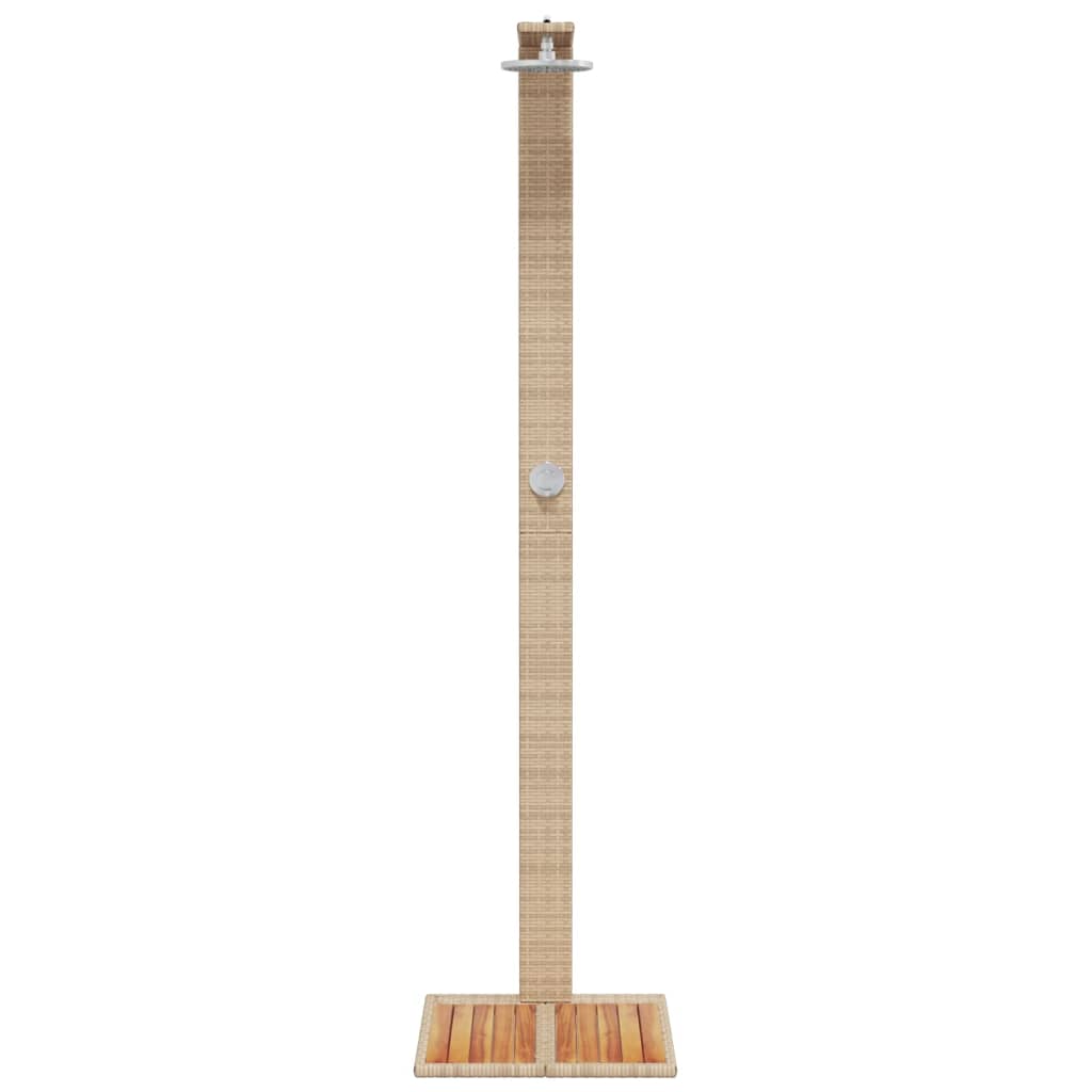 vidaXL Douche d'extérieur beige 50x55x224cm résine tressée bois acacia