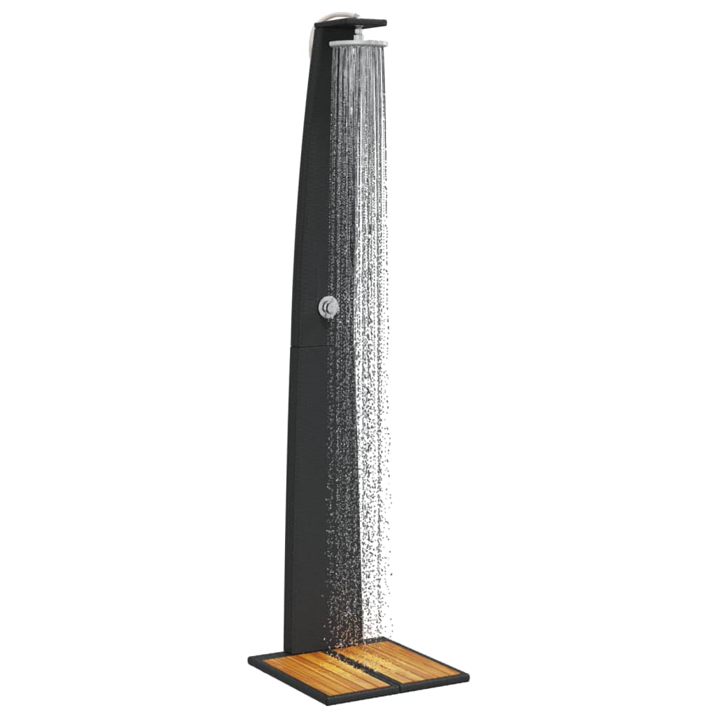 vidaXL Douche d'extérieur noir 55x60x224 cm résine tressée bois acacia