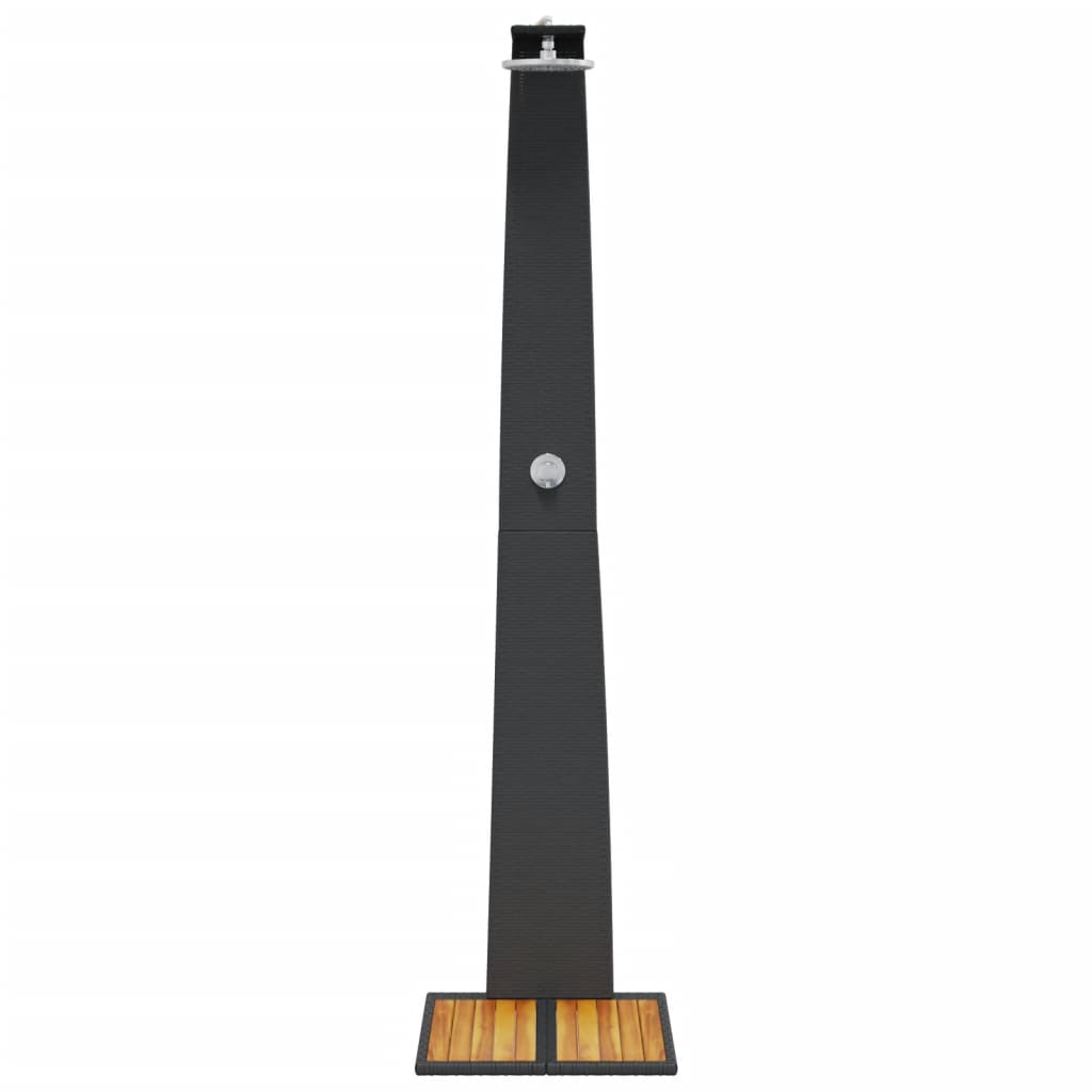 vidaXL Douche d'extérieur noir 55x60x224 cm résine tressée bois acacia