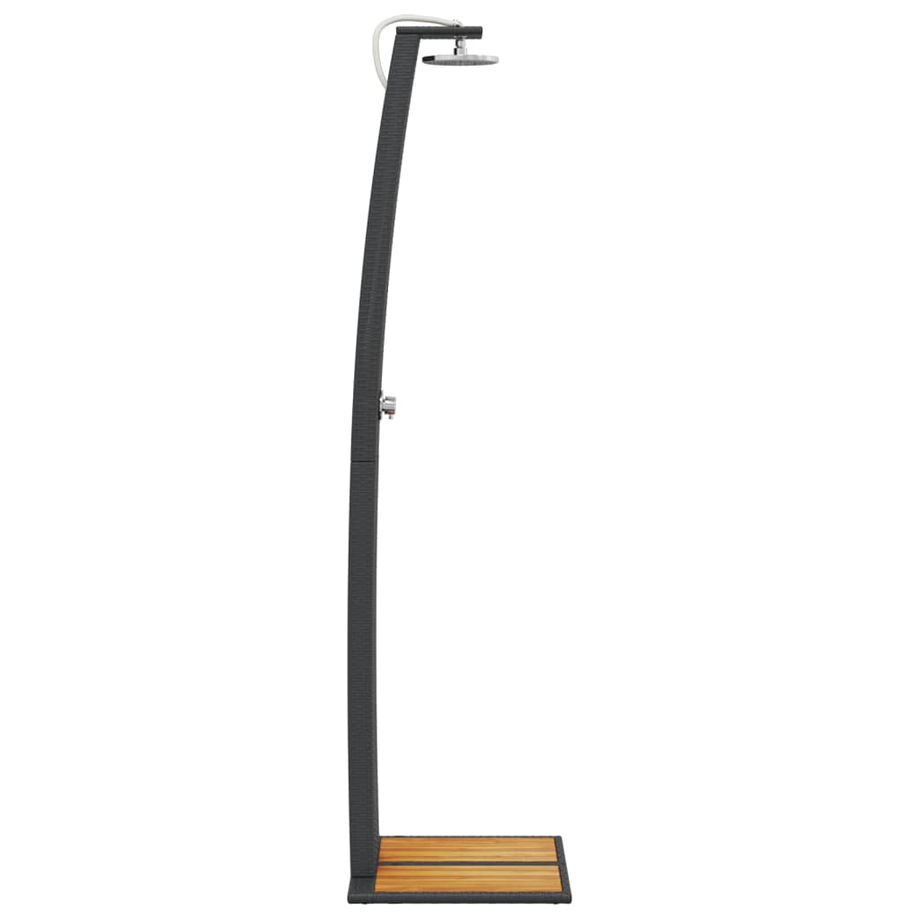 vidaXL Douche d'extérieur noir 55x60x224 cm résine tressée bois acacia