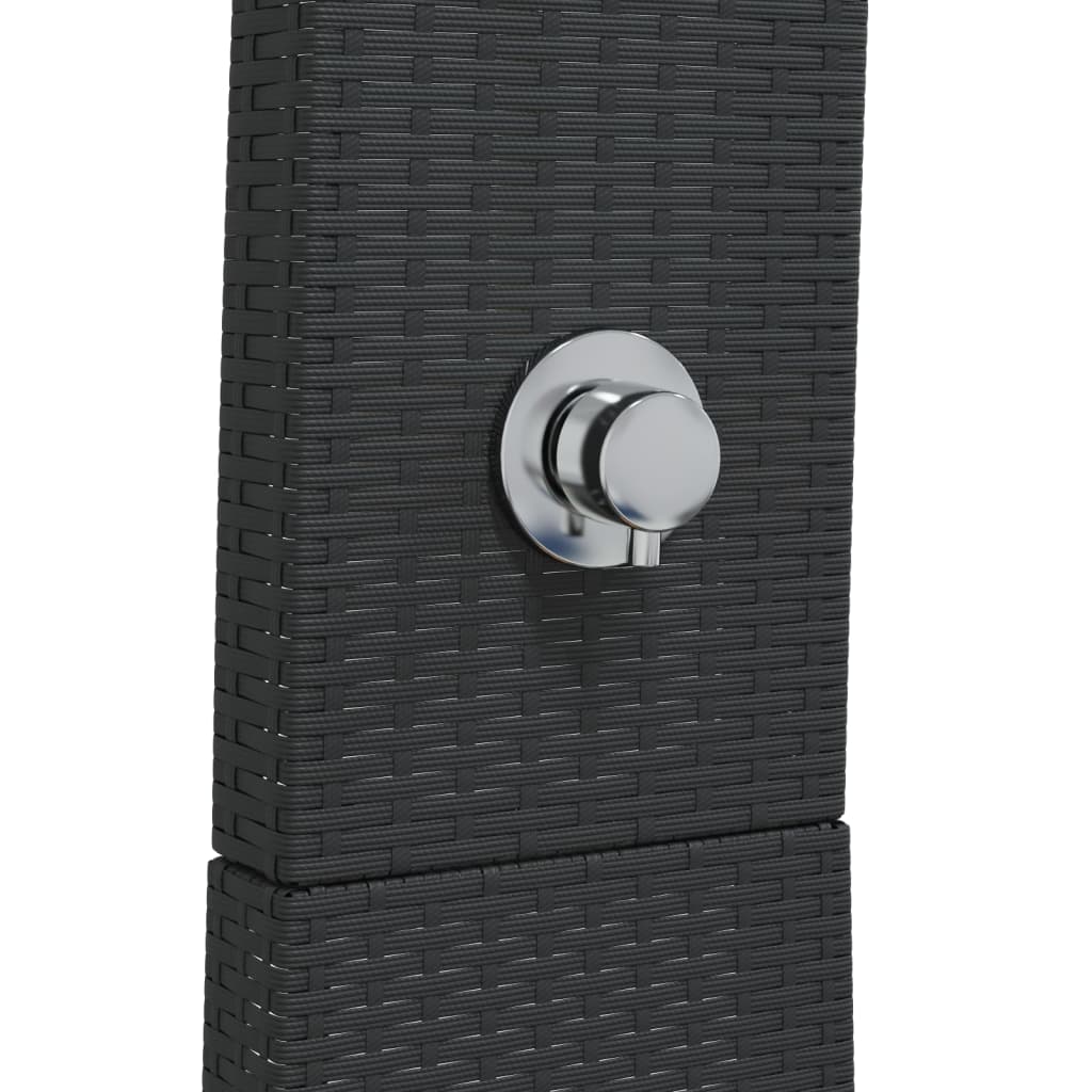 vidaXL Douche d'extérieur noir 55x60x224 cm résine tressée bois acacia