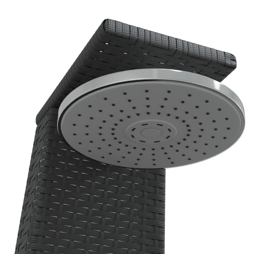 vidaXL Douche d'extérieur noir 55x60x224 cm résine tressée bois acacia