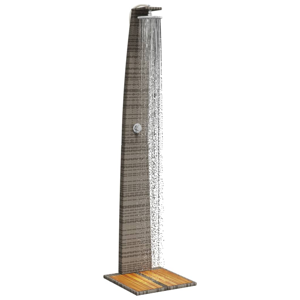 vidaXL Douche d'extérieur gris 55x60x224 cm résine tressée bois acacia